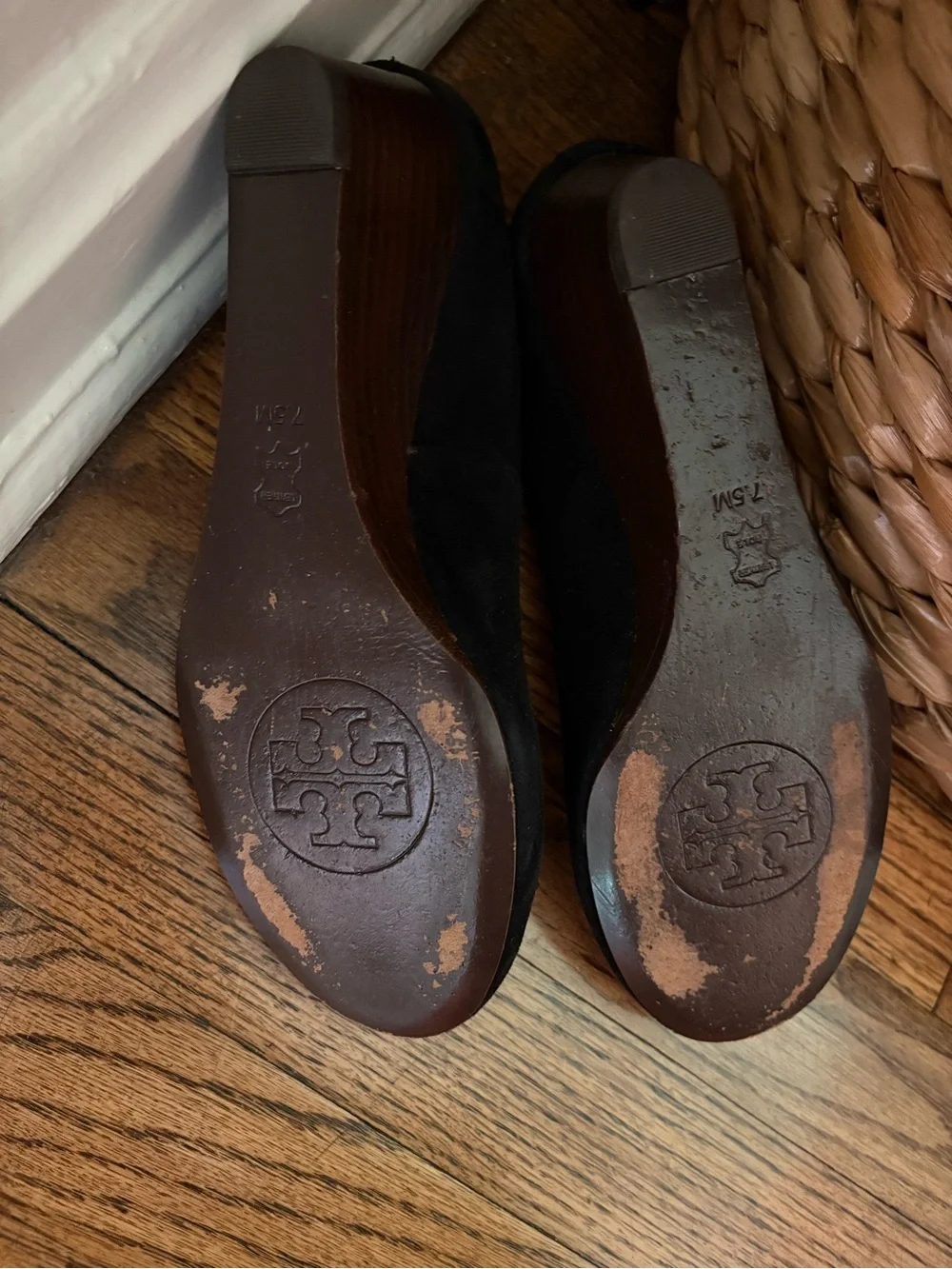 Tory Burch Black Suede Wedge Heels